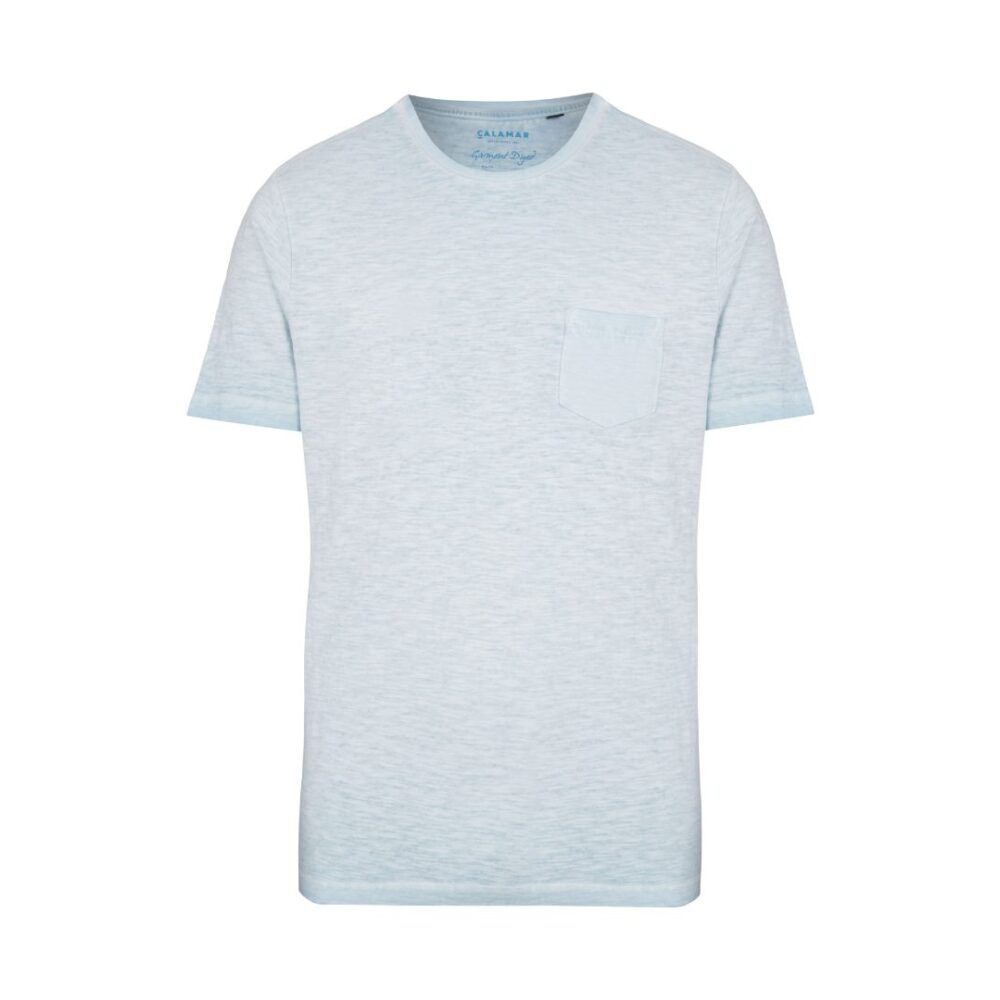 Ανδρικό T-shirt κοντομάνικο με στρογγυλή λαιμόκοψη σιελ χρώμα CALAMAR CL 109640 1T03 42