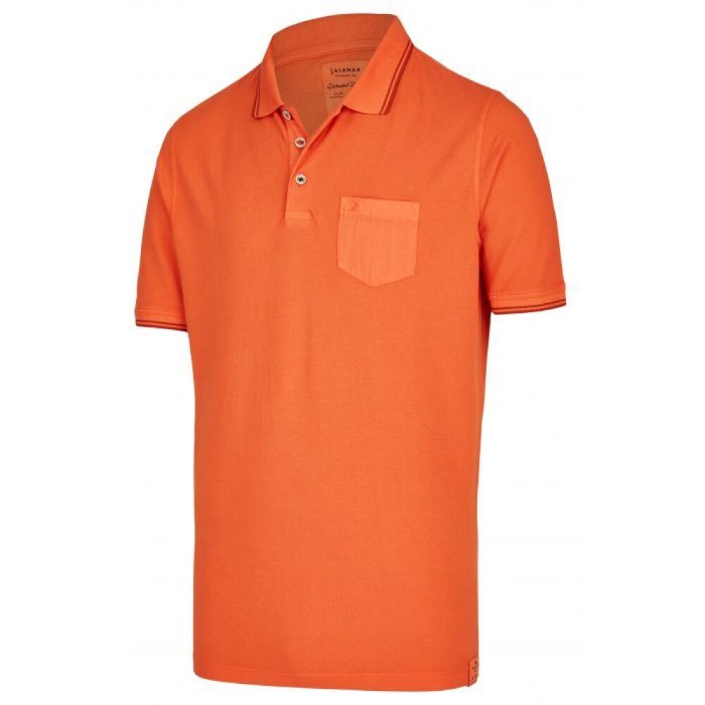 Ανδρικό μπλουζάκι polo pique πορτοκαλί χρώμα Calamar CL 109460-1P03-65