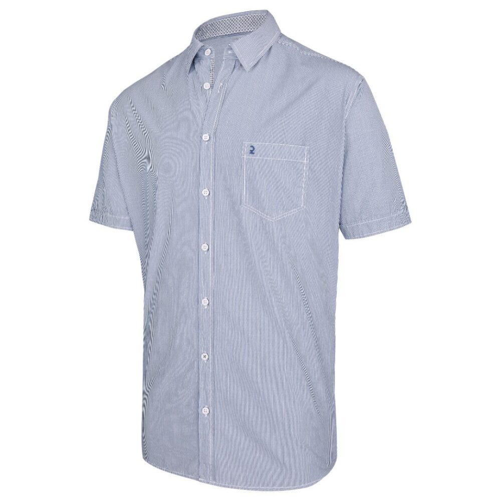 Men's striped short-sleeved shirt gray-blue color Calamar CL 109830-7S14-44