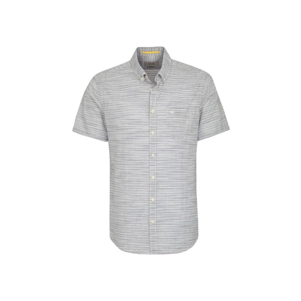 Ανδρικό κοντομάνικο ριγέ πουκάμισο, γκρι-σιελ χρώμα Camel Active CA 115424-19