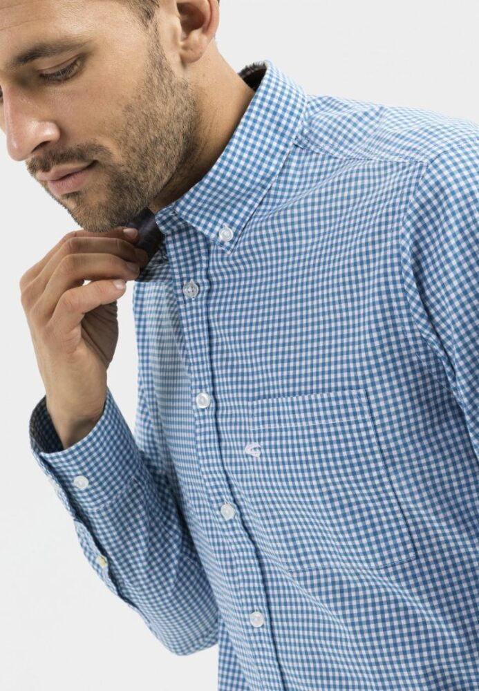 Men's long-sleeved checkered shirt blue-blue color Camel Active CA 409112-5S02-48