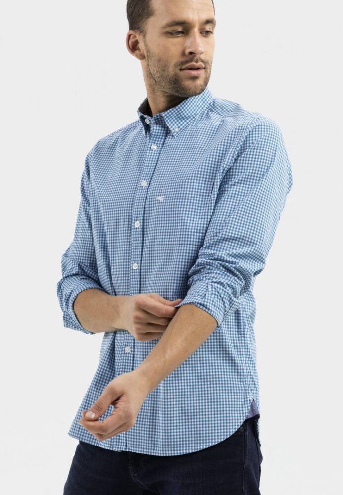 Men's long-sleeved checkered shirt blue-blue color Camel Active CA 409112-5S02-48