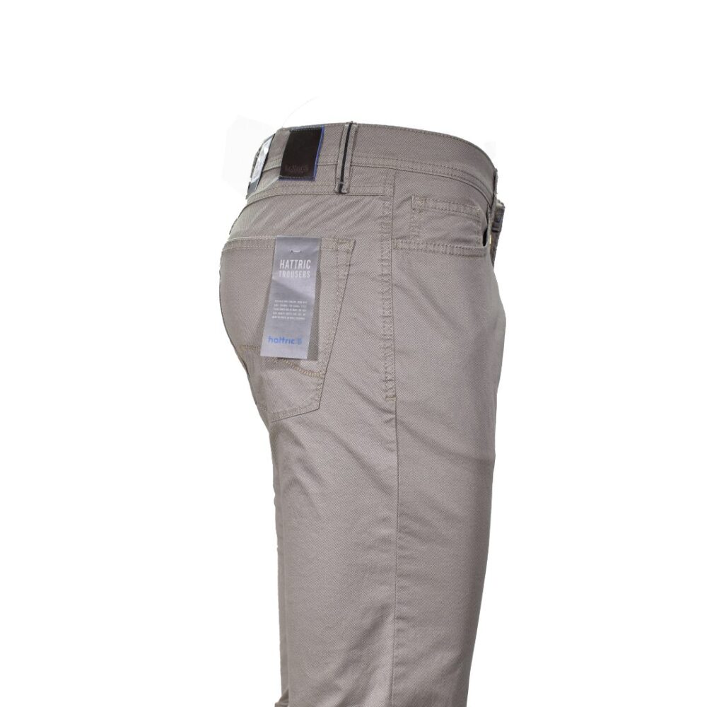 Men's 5-pocket Minimal Print pants, brown color Hattric HT 688525-5619-13