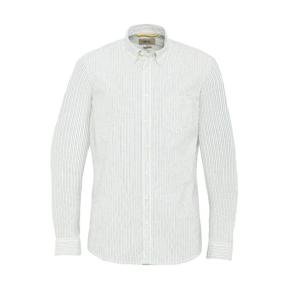 Ανδρικό μακρυμάνικο πουκάμισο λευκό με ρίγες γαλάζιες-πράσινες Camel Active CA C89 409123 3S09 77