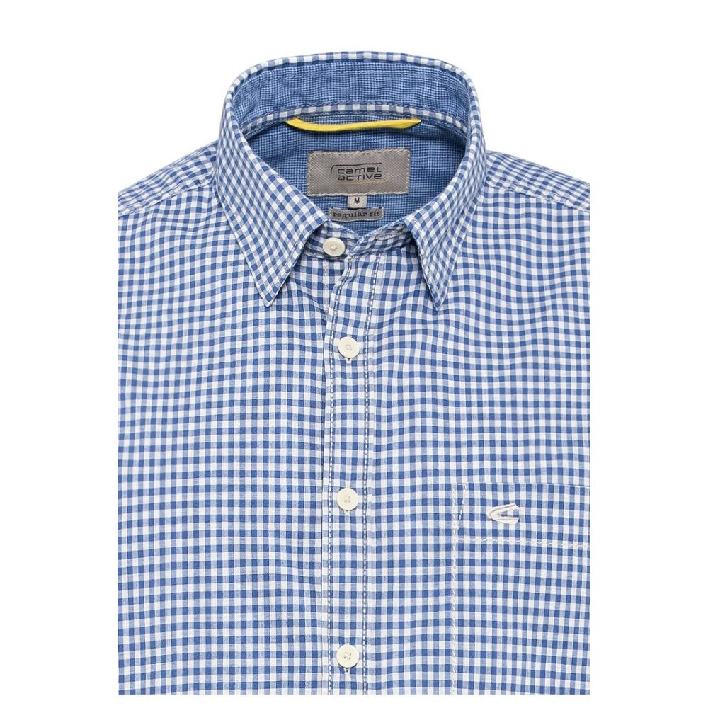 Men's short-sleeved checkered shirt blue-white Camel Active CA C89 409227 3S39 14