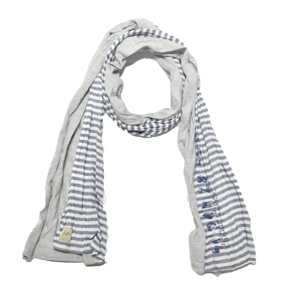 Double-sided scarf gray - gray light blue striped Camel Active CA 407450 5V45 06