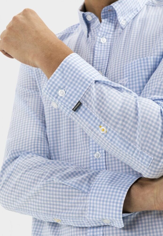 Ανδρικό μακρυμάνικο καρώ βαμβακερό πουκάμισο , χρώμα σιελ Camel Active CA 409112-5S02-45