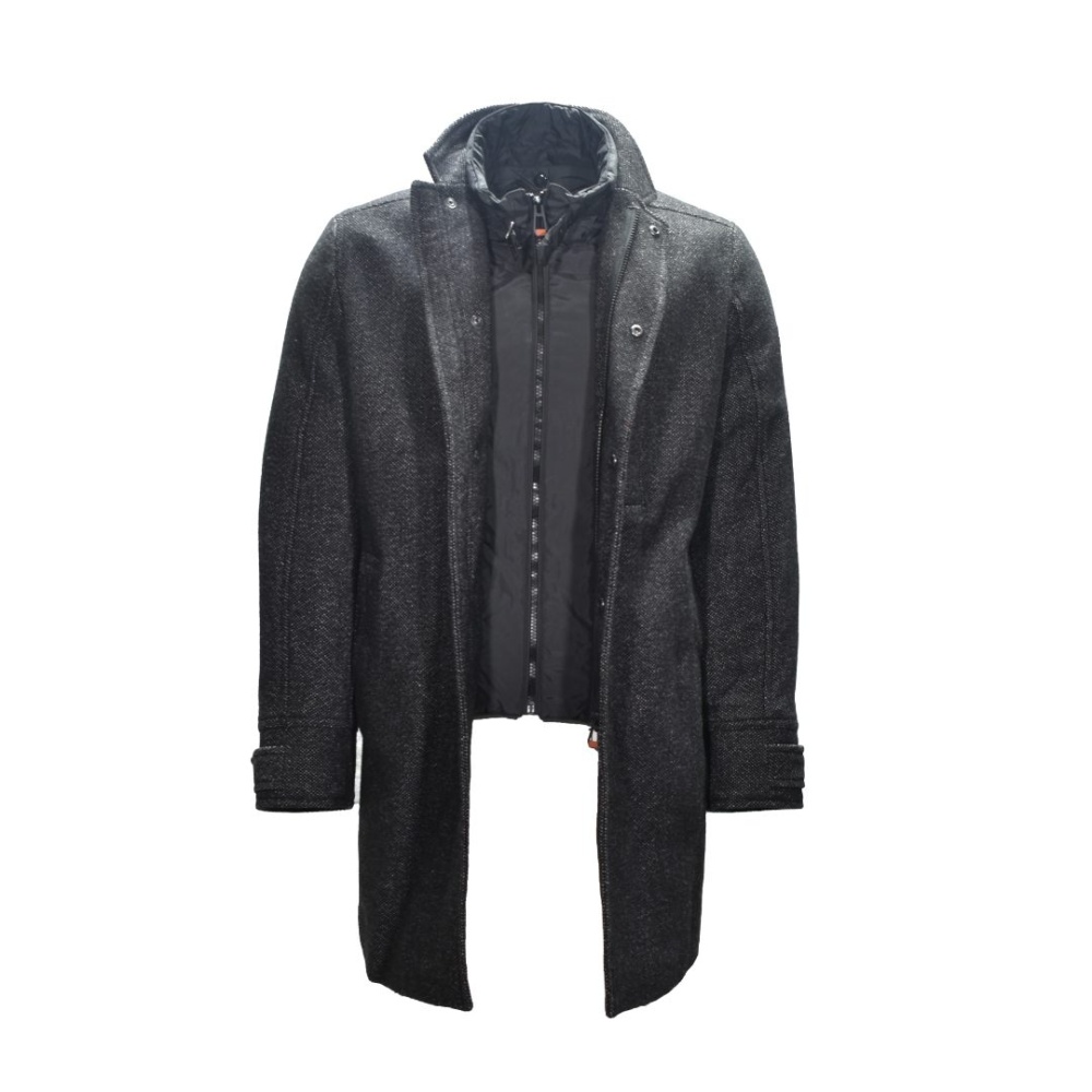 Ανδρικό παλτό μάλλινο μαύρο Calamar CL 110300 2Q60 08