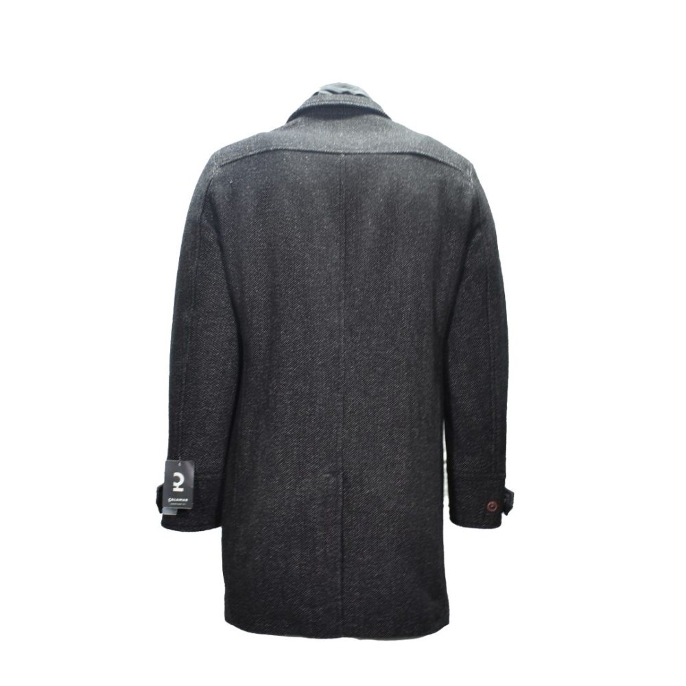 Ανδρικό παλτό μάλλινο μαύρο Calamar CL 110300 2Q60 08