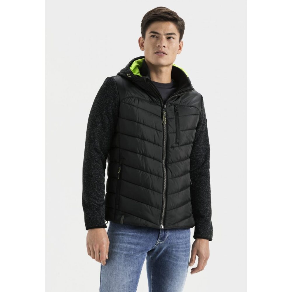 Men's quilted jacket black with knitted sleeves Camel Active CA 430170-4R36-09