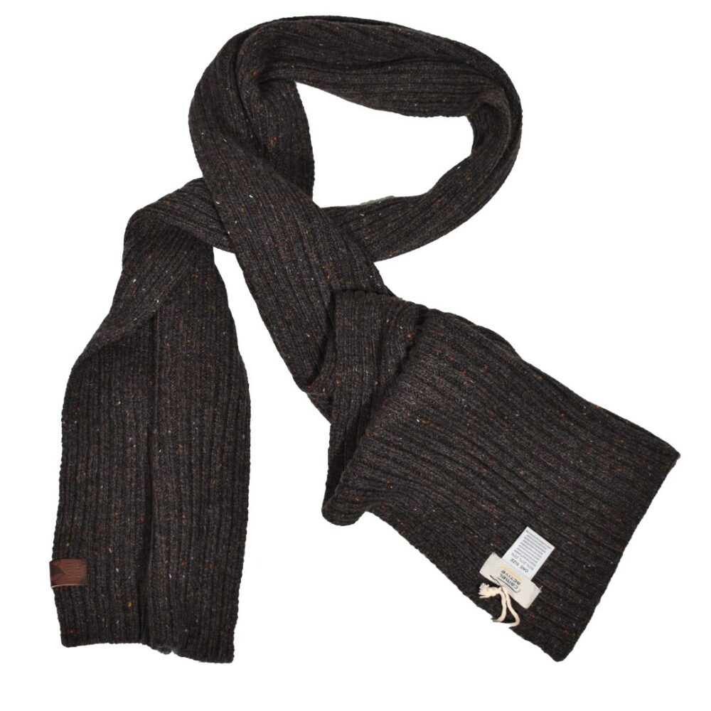 Knitted brown monochrome scarf with colorful splashes Camel Active CA 407300-2V30-28