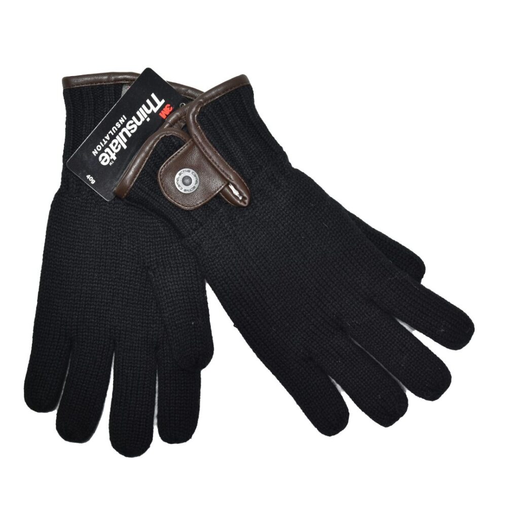 Men's knitted gloves with isothermal lining Thinsulate, black Camel Active CA 408310-2G31 09