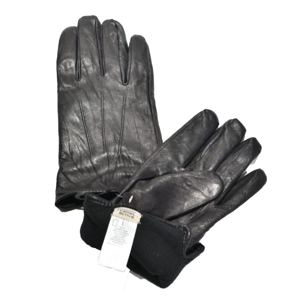 Men's leather gloves with isothermal lining, black, Camel Active CA 408330-2G33 09