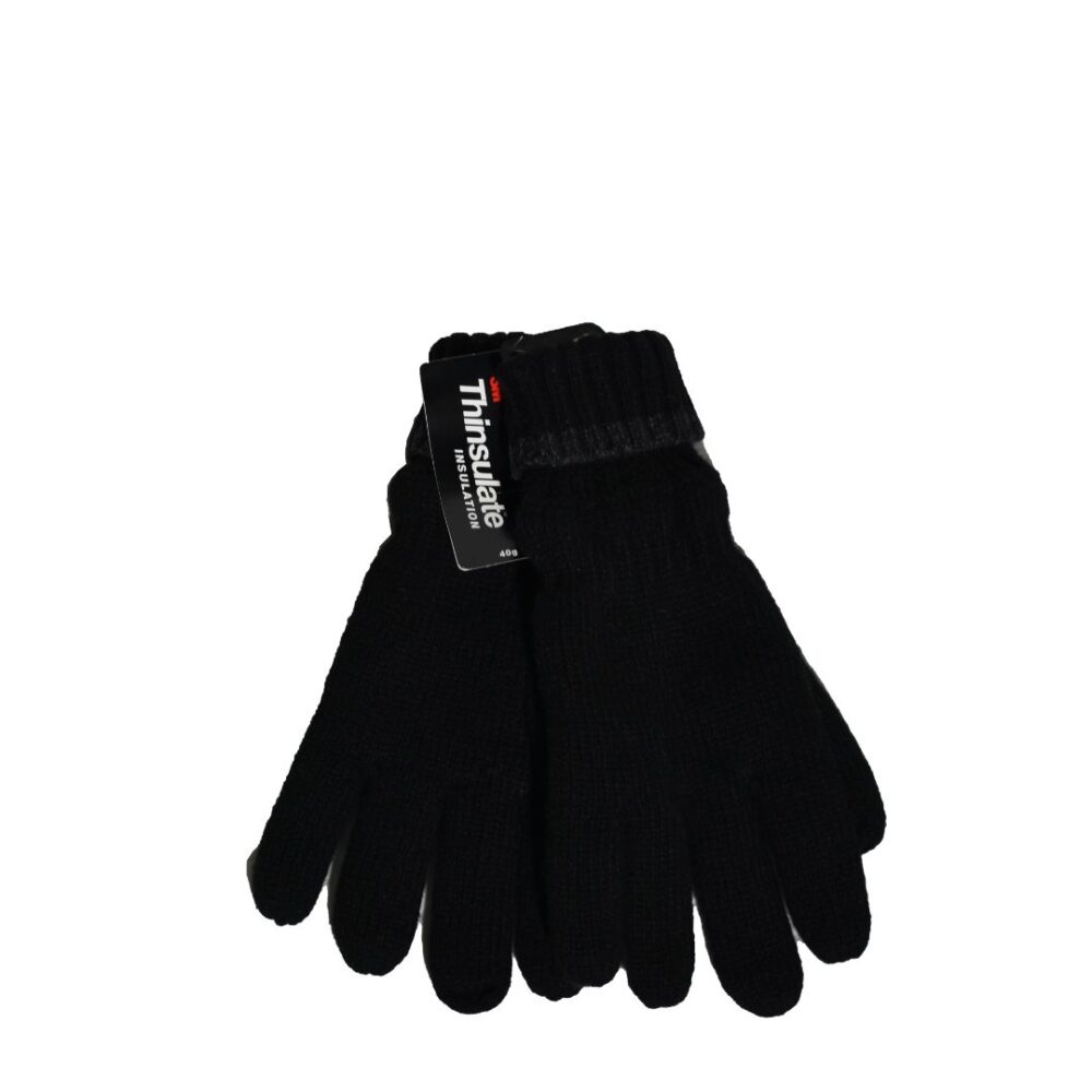 Men's knitted gloves with isothermal lining Thinsulate, black Calamar CL 108600-6G60-09