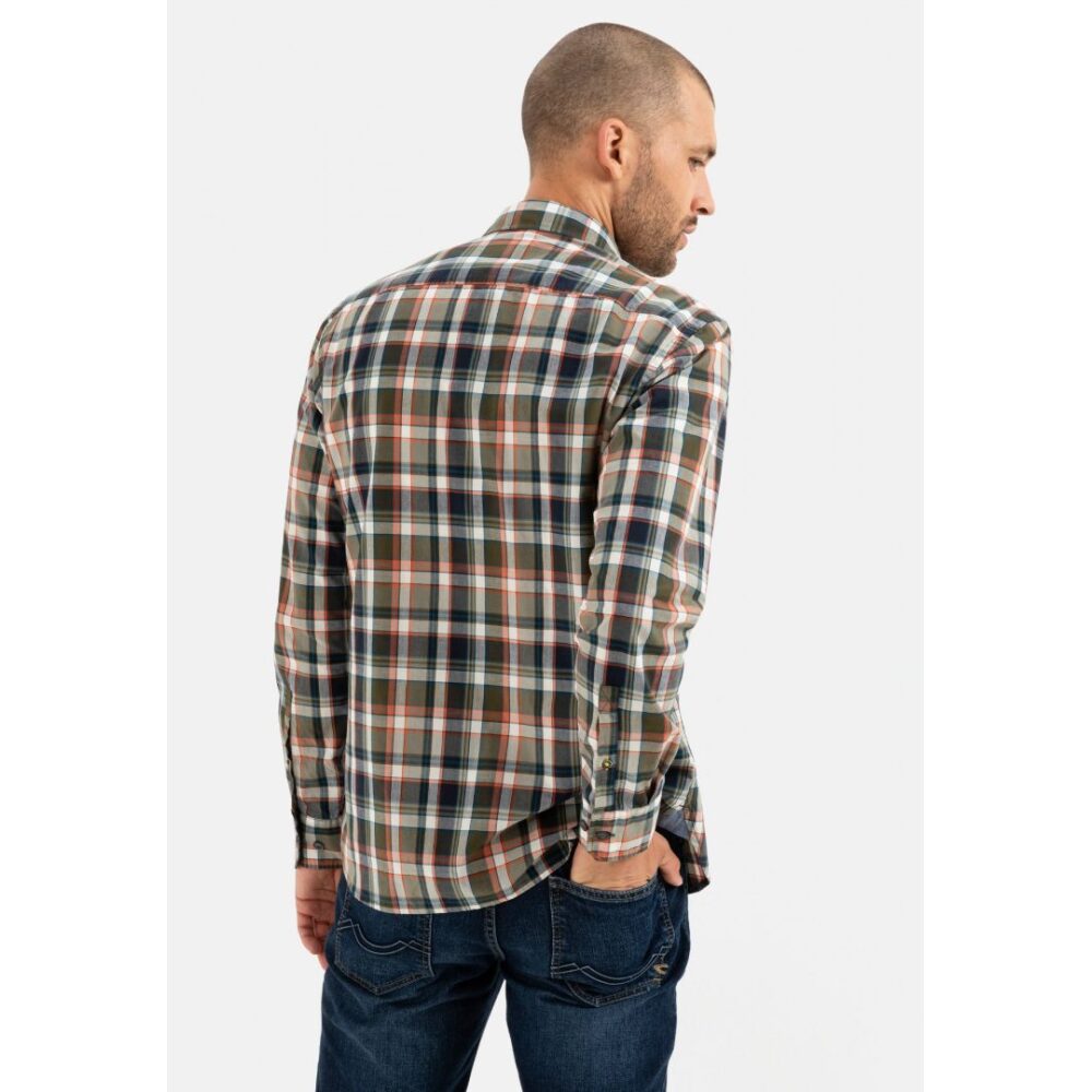 Men's plaid cotton shirt, orange-olive color Camel Active CA 409134-6S24-94