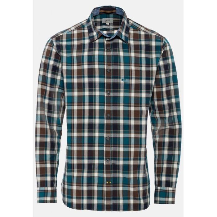 Ανδρικό βαμβακερό καρό πουκάμισο, καφέ-πετρόλ χρώμα Camel Active CA 409134-6S24-95