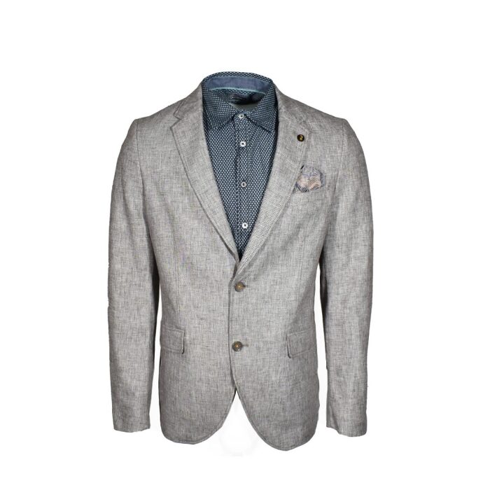 Men's plaid linen jacket beige-brown color Calamar CL 144030-1020-20