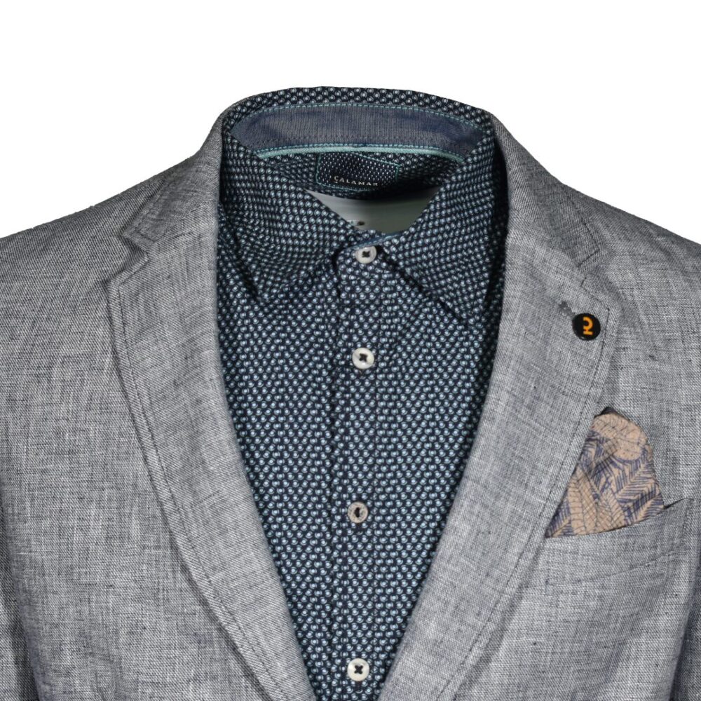 Men's plaid linen jacket gray-color Calamar CL 144030-1020-40