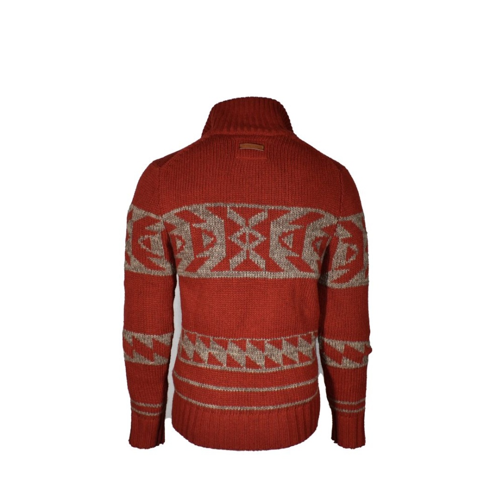 Men woolen knitted cardigan jacquard burgundy color Camel Active CA 334-134-69