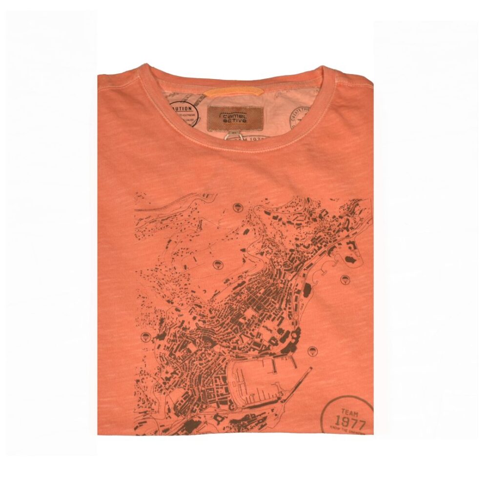 Ανδρικό T-shirt κοντομάνικο με στρογγυλή λαιμόκοψη πορτοκαλί χρώμα Camel Active CA C89 409444-3T09-42