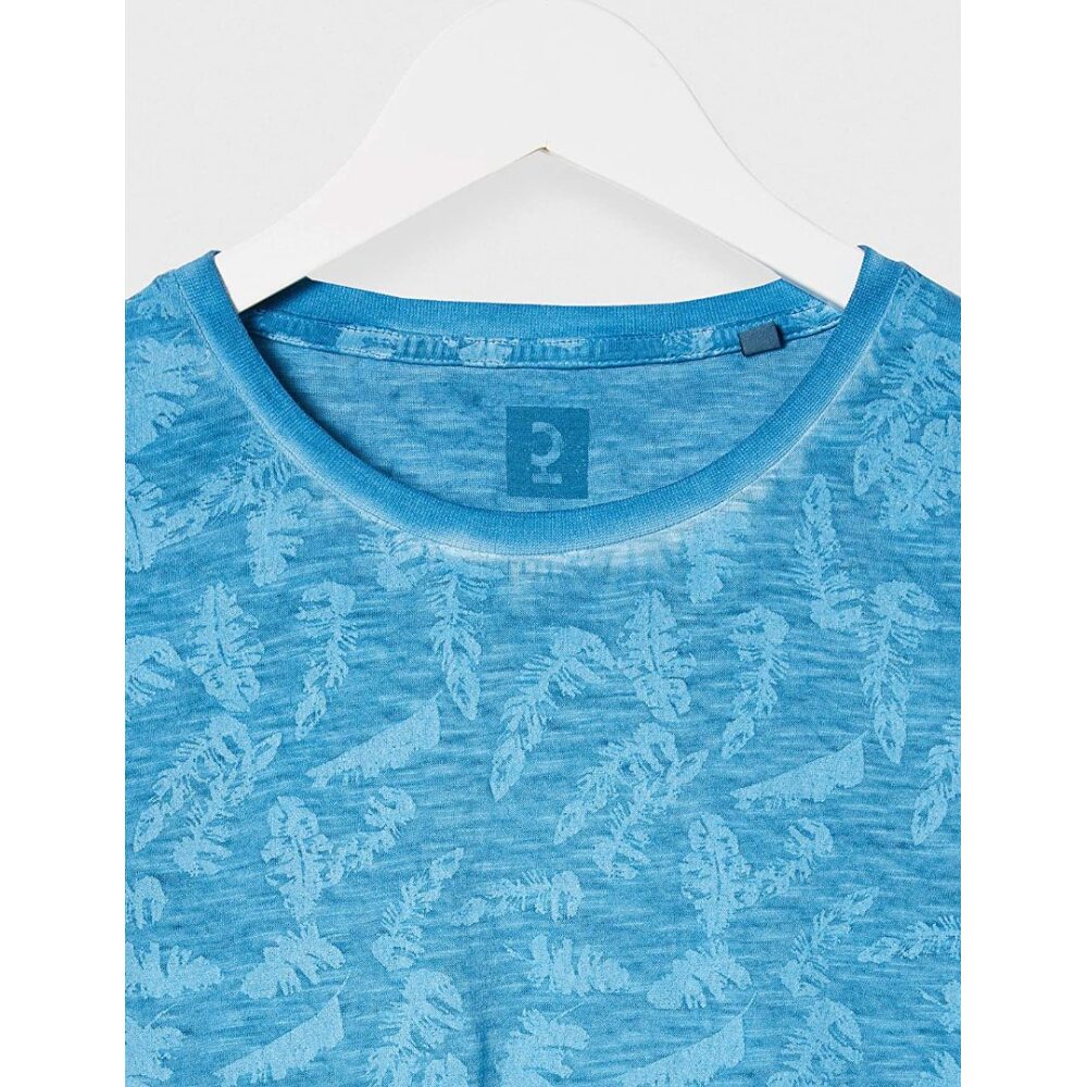 Ανδρικό T-shirt print κοντομάνικο με στρογγυλή λαιμόκοψη μπλε CALAMAR CL 109645 3T04 46