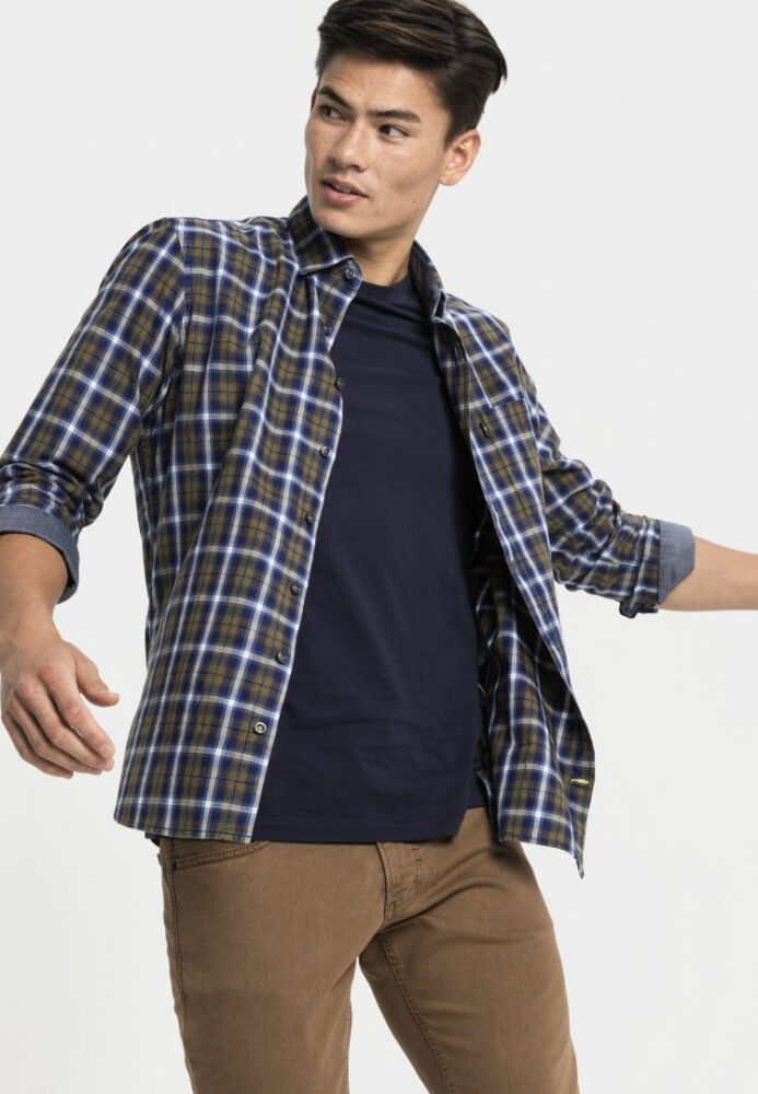 Men's plaid shirt blue - khaki color Camel Active CA 409111-4S11-28